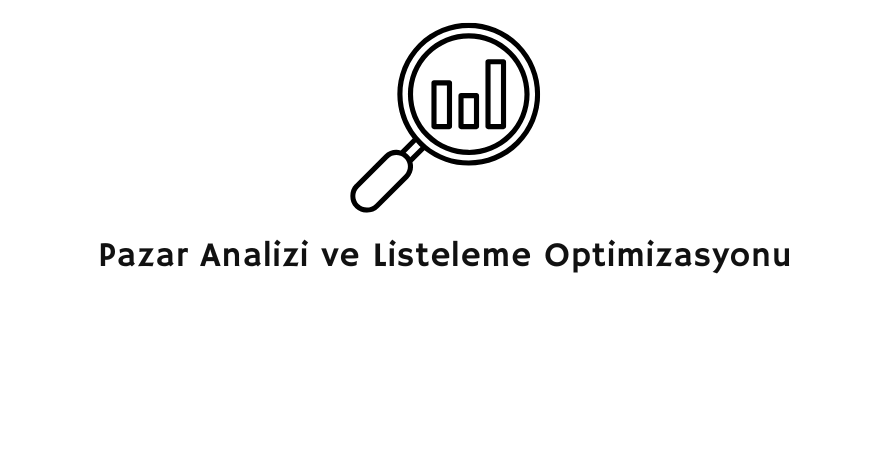 Trendyol pazar analizi büyüteç ikonu ve SEO uyumlu ürün listeleme optimizasyon sürecini gösteren diyagram görseli.