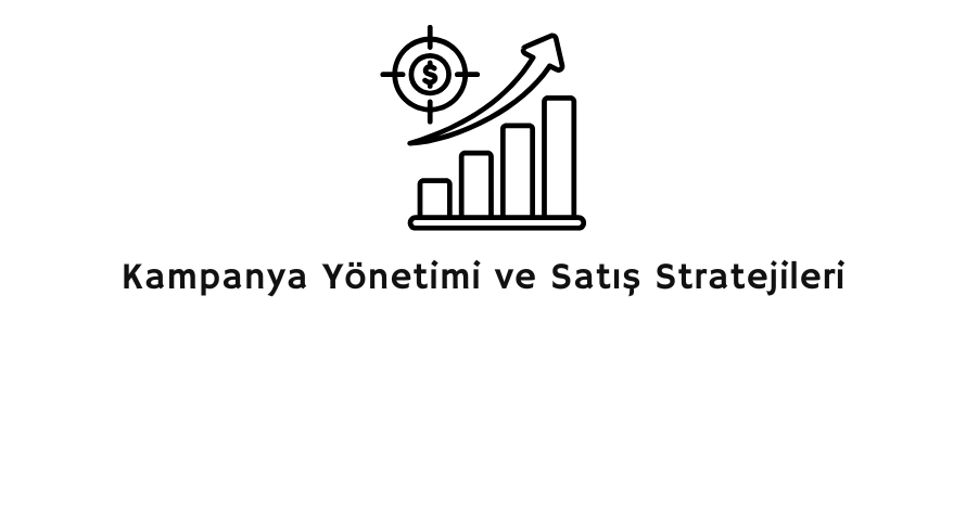"Kampanya Yönetimi ve Satış Stratejileri" başlığı ile hedef tahtası ve yükselen satış grafiği ikonu.